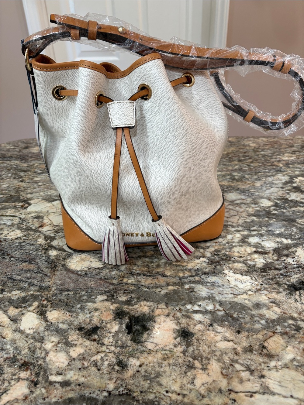 NWT Dooney&Bourke Claremont Embossed Leather Drawstring